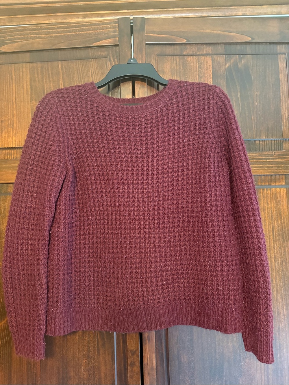 Forever 21 Burgundy Waffle-Knit Crewneck Sweater